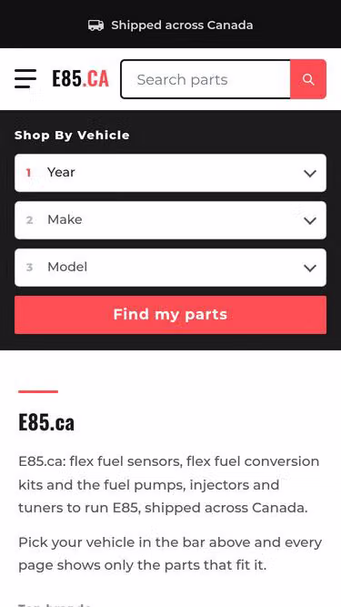 Screenshot of e85.ca
