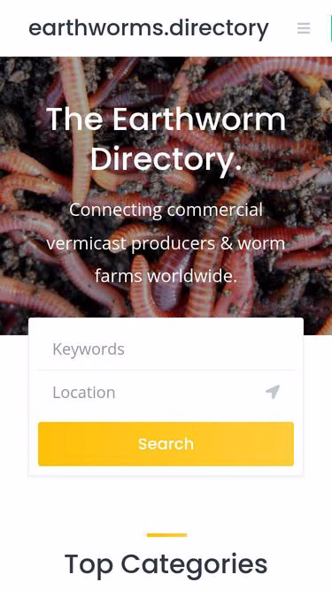 Screenshot of earthworms.directory