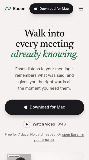 Screenshot of easen.ai