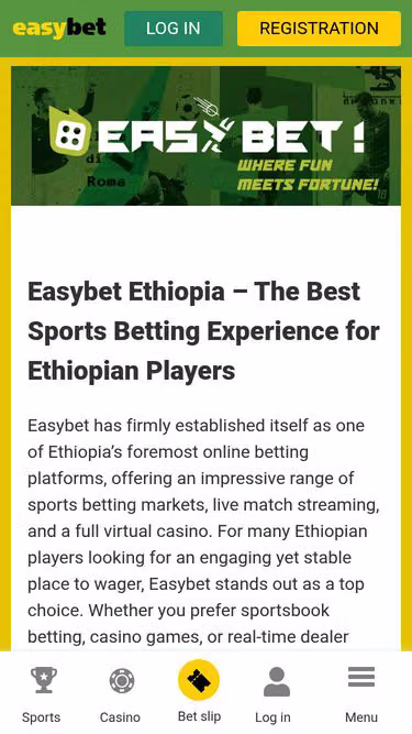 Screenshot of easybet.et