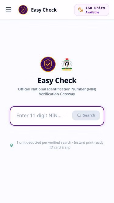 Screenshot of easycheck.com.ng
