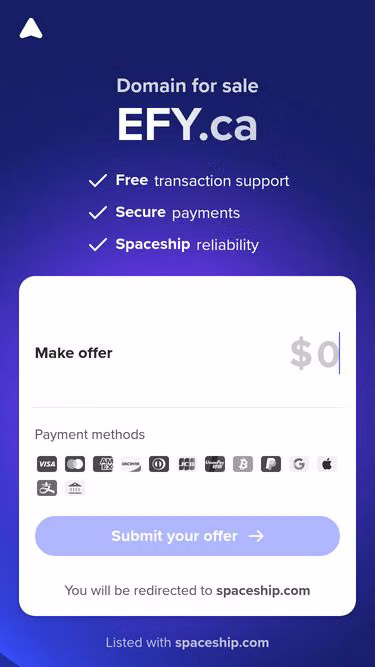 Screenshot of efy.ca
