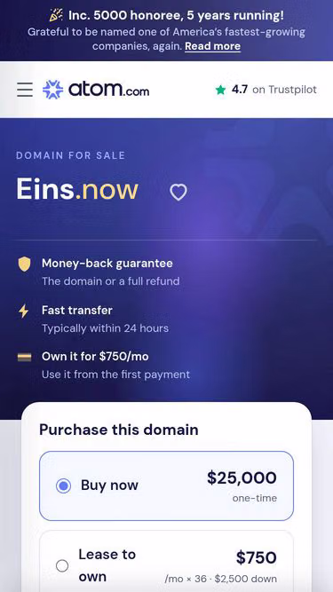 Screenshot of eins.now