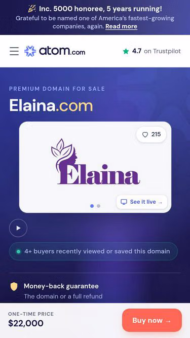Screenshot of elaina.com
