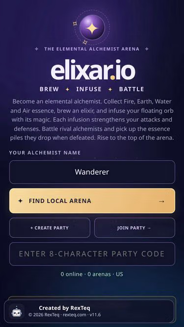 Screenshot of elixar.io
