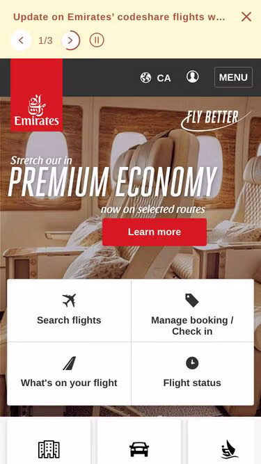 Screenshot of emirates.cr