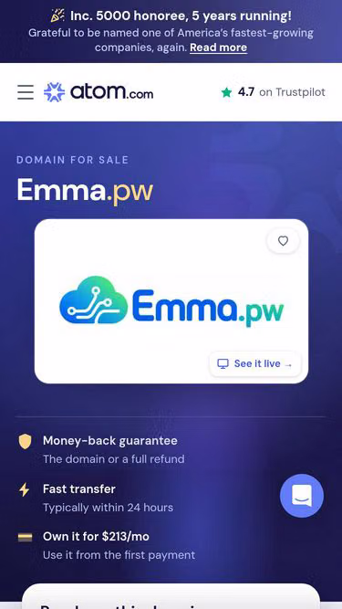 Screenshot of emma.pw