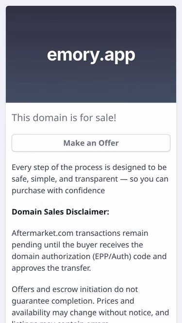 Screenshot of emory.app