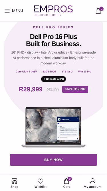 Screenshot of empros.co.za