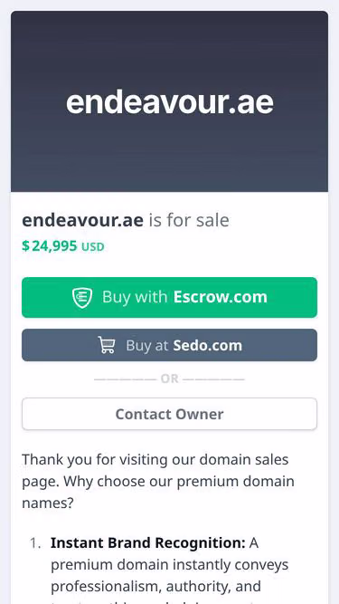 Screenshot of endeavour.ae