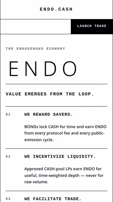 Screenshot of endo.cash