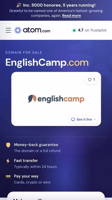 Screenshot of englishcamp.com