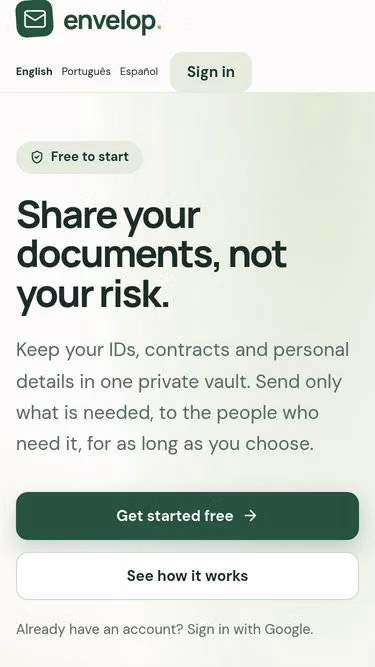Screenshot of envelop.digital