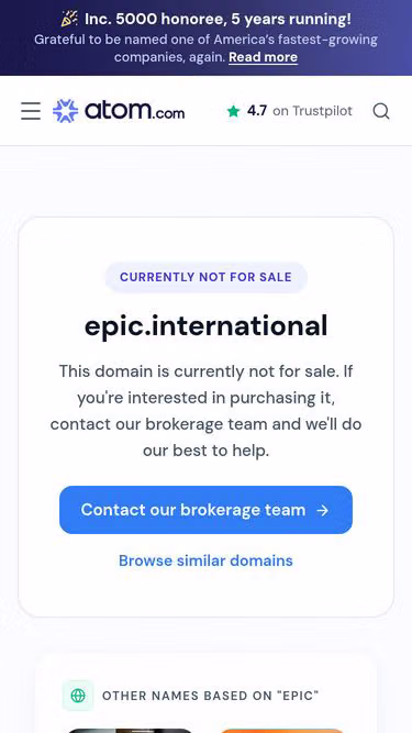 Screenshot of epic.international