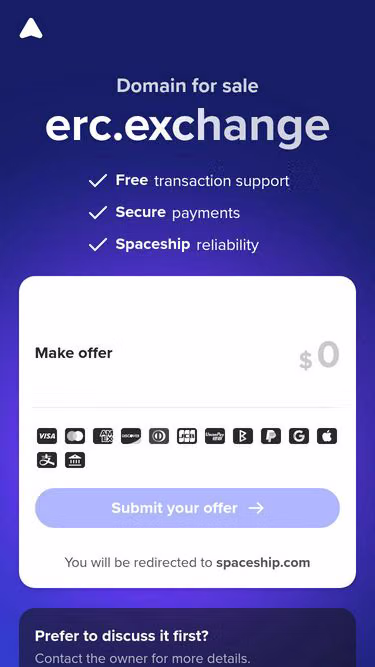 Screenshot of erc.exchange