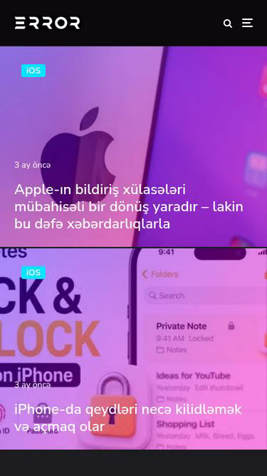Screenshot of error.az