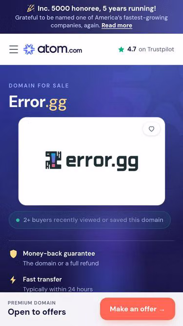 Screenshot of error.gg