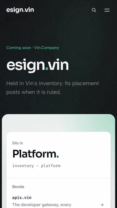 Screenshot of esign.vin