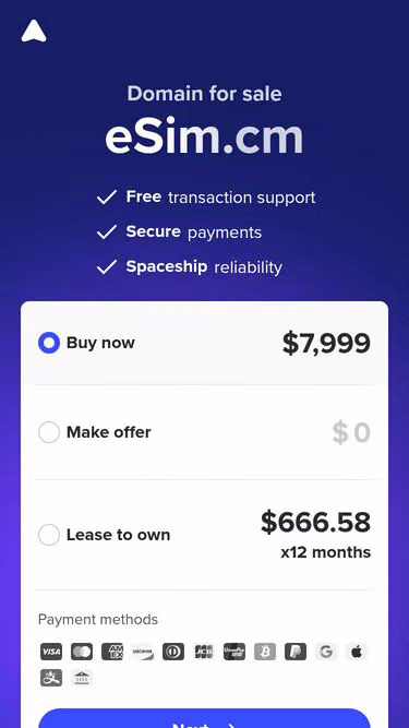 Screenshot of esim.cm