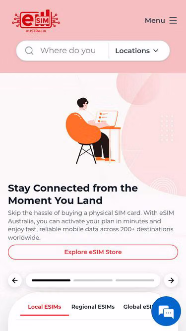 Screenshot of esim.com.au