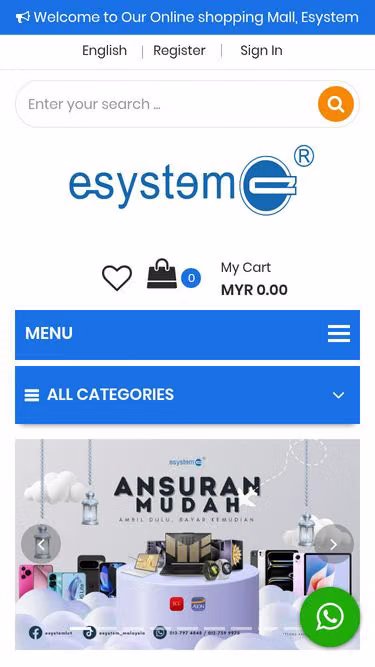 Screenshot of esystem.com.my