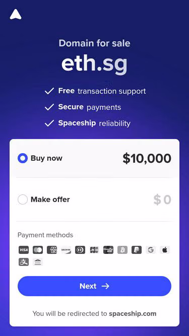 Screenshot of eth.sg