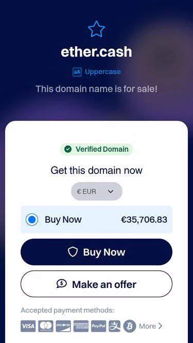 Screenshot of ether.cash