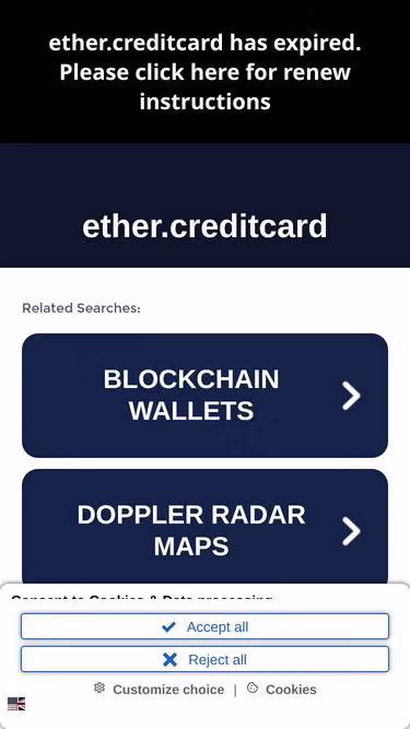 Screenshot of ether.creditcard