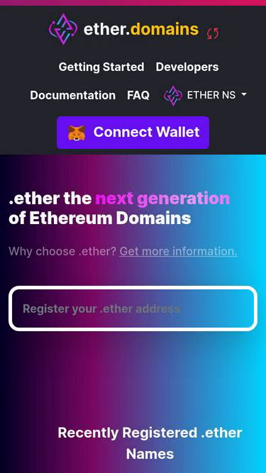 Screenshot of ether.domains