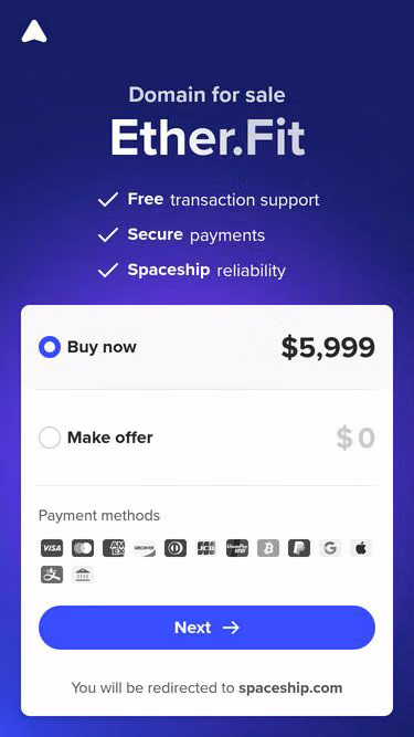 Screenshot of ether.fit