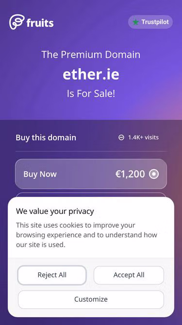 Screenshot of ether.ie