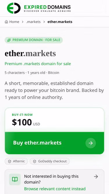Screenshot of ether.markets