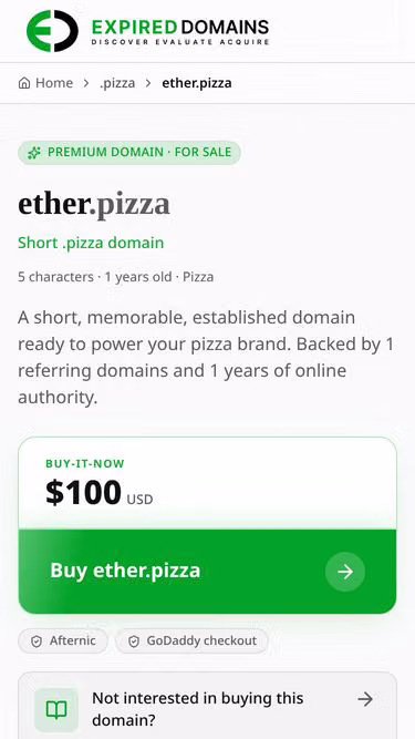 Screenshot of ether.pizza