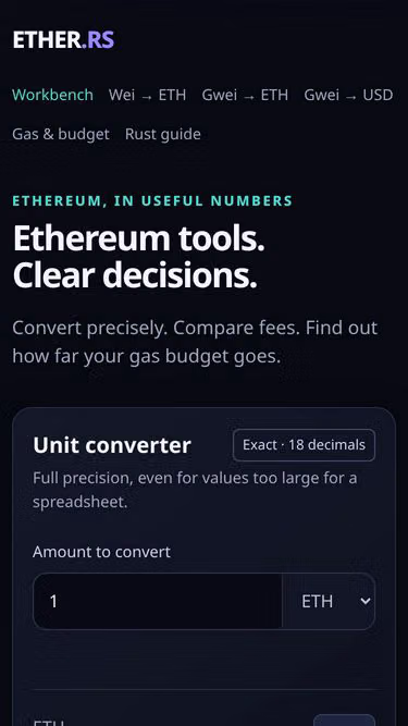 Screenshot of ether.rs