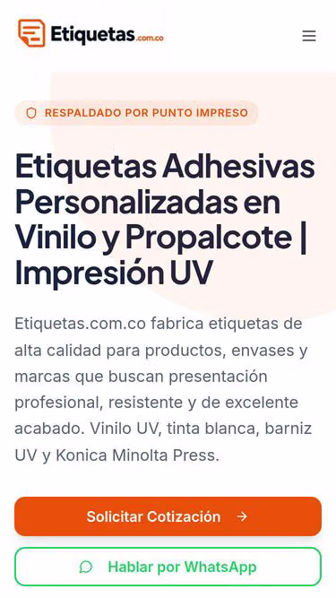 Screenshot of etiquetas.com.co
