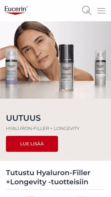 Screenshot of eucerin.fi