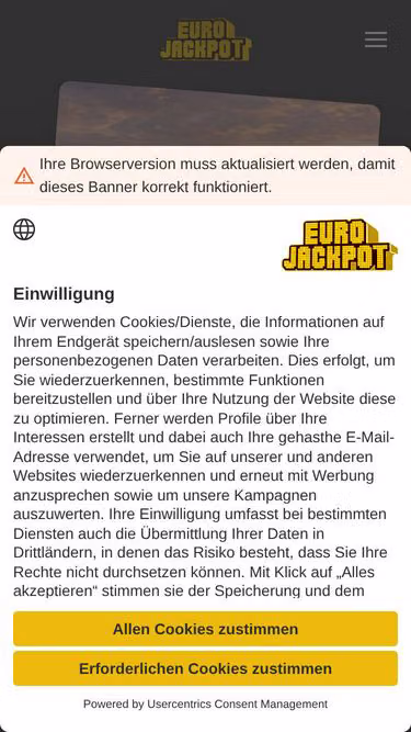 Screenshot of eurojackpot.de