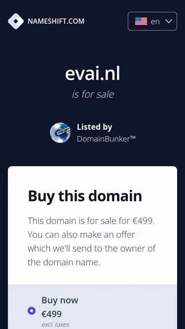 Screenshot of evai.nl