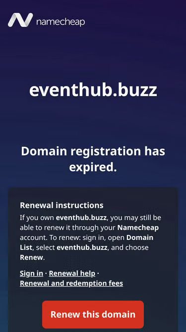 Screenshot of eventhub.buzz