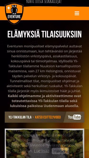 Screenshot of eventure.fi