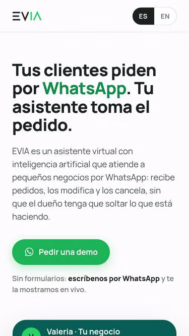 Screenshot of evia.chat