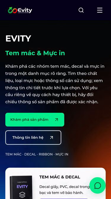 Screenshot of evity.vn