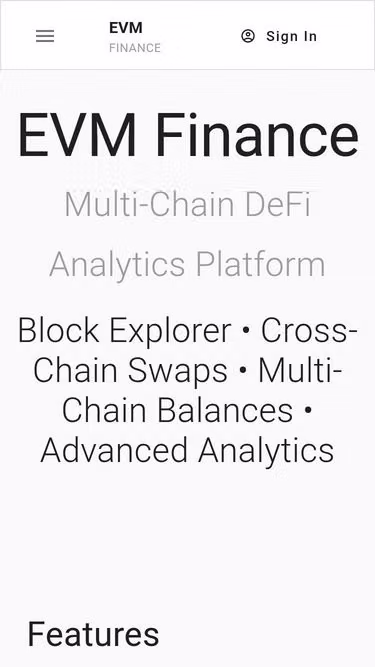 Screenshot of evm.finance