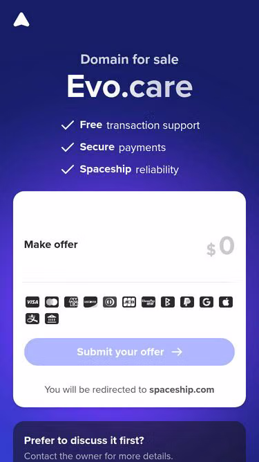 Screenshot of evo.care