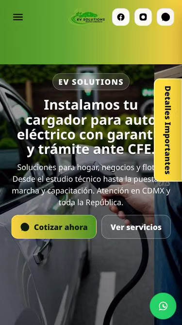 Screenshot of evsolutions.com.mx