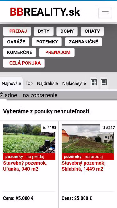 Screenshot of evtol.sk