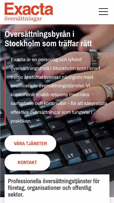 Screenshot of exacta.nu
