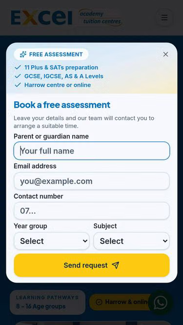 Screenshot of excelacademy.org.uk