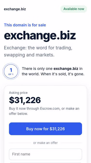 Screenshot of exchange.biz