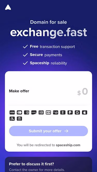 Screenshot of exchange.fast
